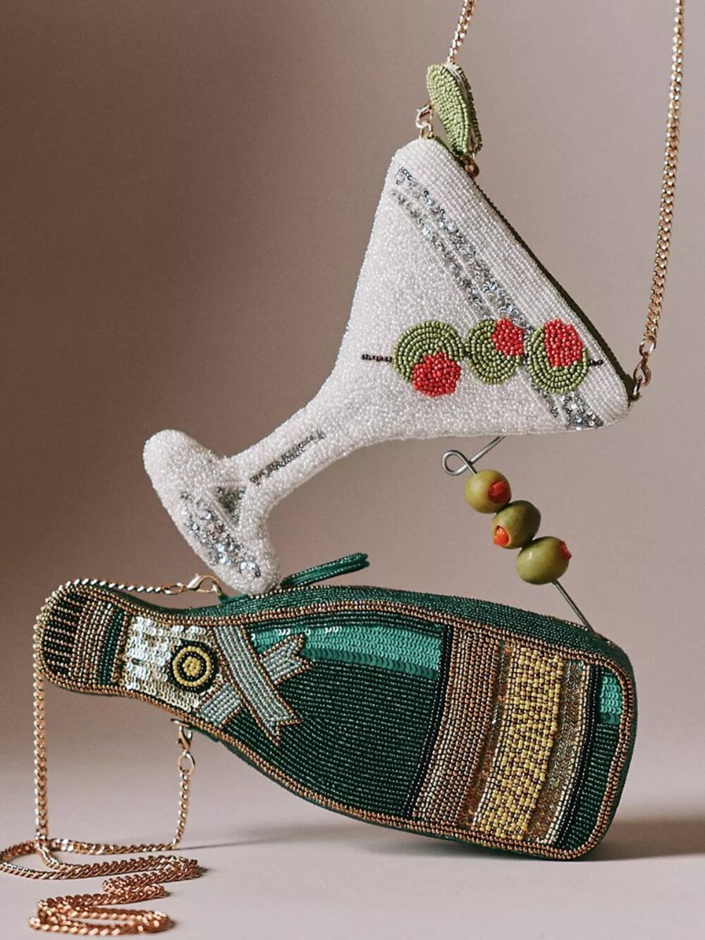 Anthropolgie Beaded Icon Crossbody Bag Martini, NWT - Picture 2 of 11